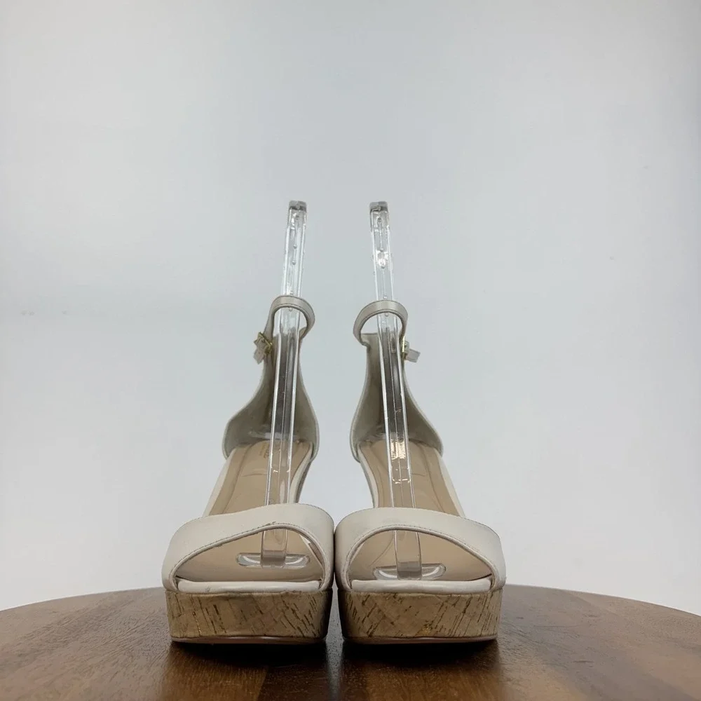 New Womens Charles By Charles David Lois Ivory Faux‎ Leather Sandals Size 11 M